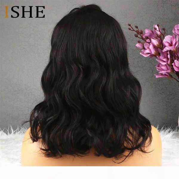 13x6 front lace human hair short bob natural wave wigs pre plucked black remy baby hair wavy glueless lace frontal wig for women